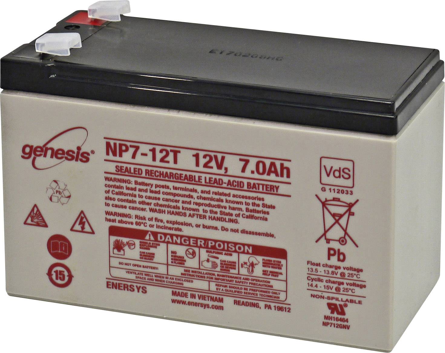 Akumulator ołowiowy EnerSys Genesis NP7-12-WT, AGM, 12 V, 7 Ah - obrazek 1