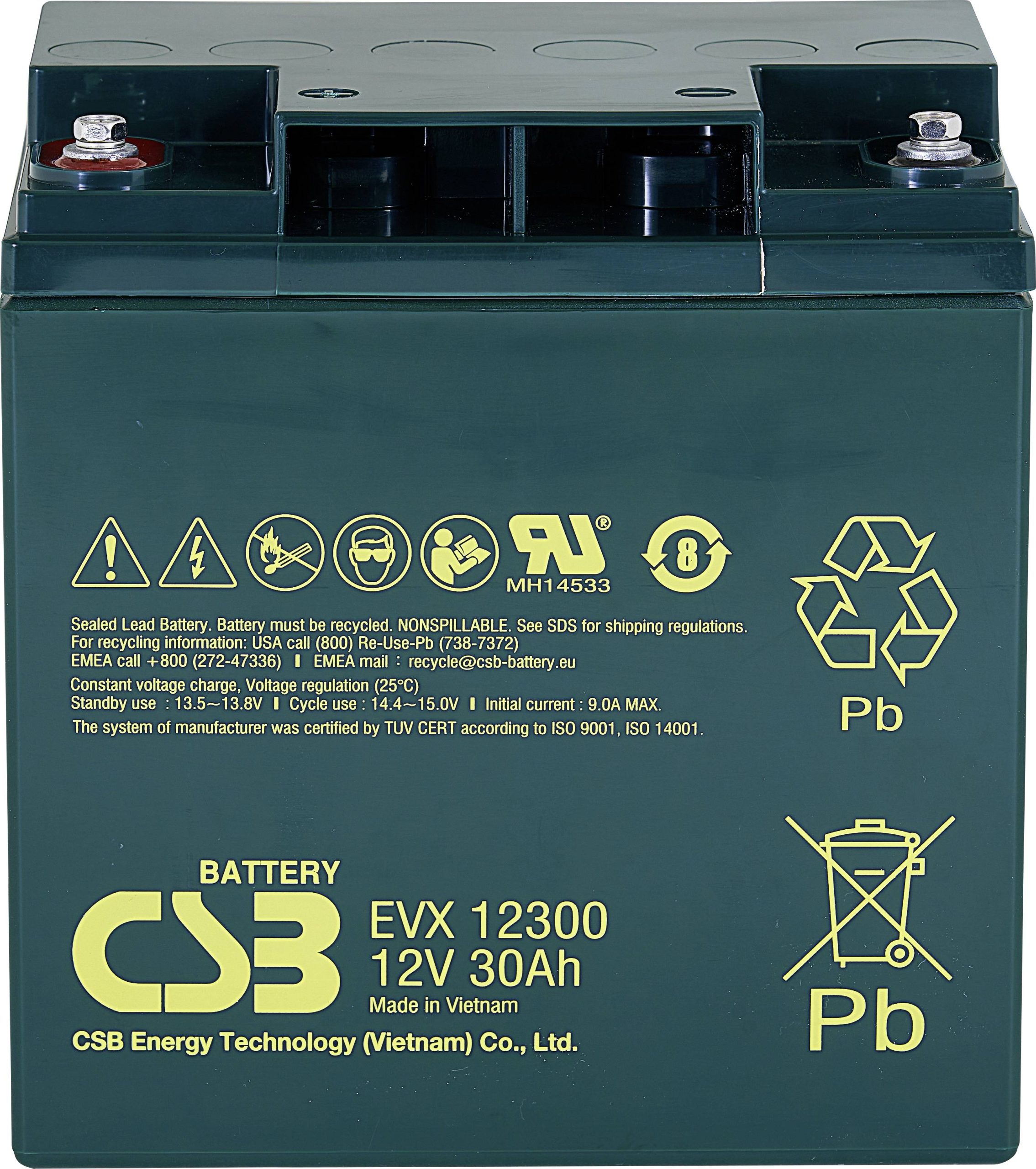 Akumulator ołowiowy CSB Battery EVX 12300 EVX12300, AGM, 12 V, 30 Ah - obrazek 1
