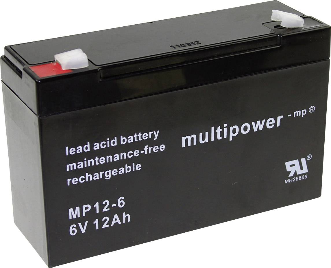 Akumulator ołowiowy multipower PB-6-12-6,35 MP12-6, AGM, 6 V, 12 Ah - obrazek 1