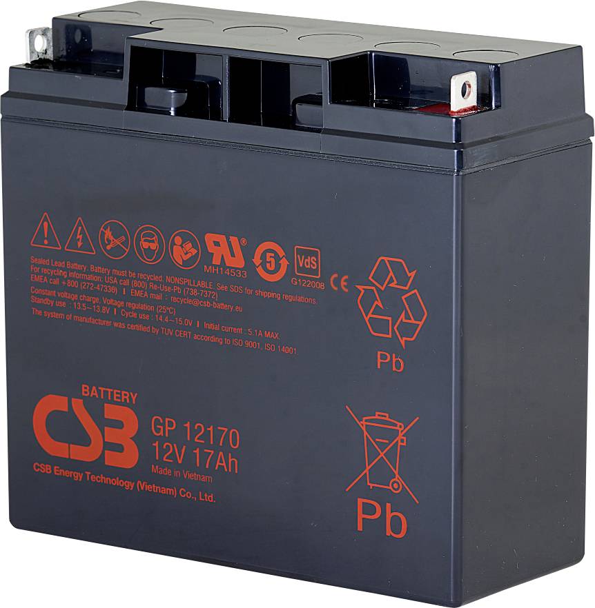 Akumulator ołowiowy CSB Battery GP 12170 Standby USV GP12170I1, AGM, 12 V, 17 Ah - obrazek 1