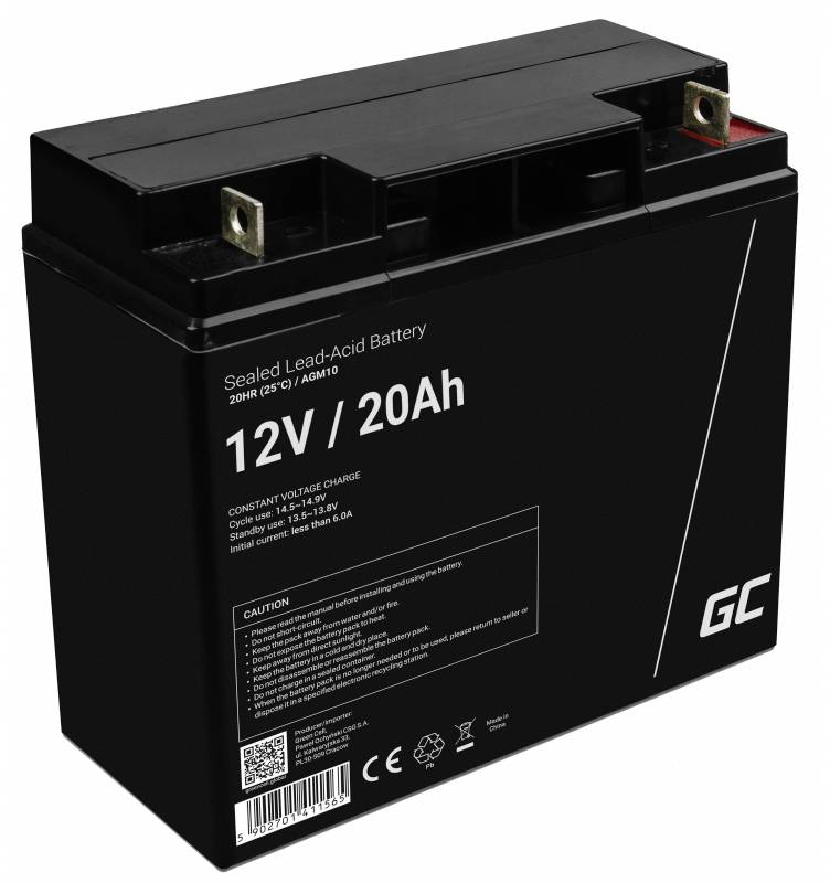 Akumulator ołowiowy Green Cell Green Cell - USV-Akku - 1 x Batterie - Sealed Lead Acid (SLA) AGM10, AGM, 12 V, 20 Ah - obrazek 1