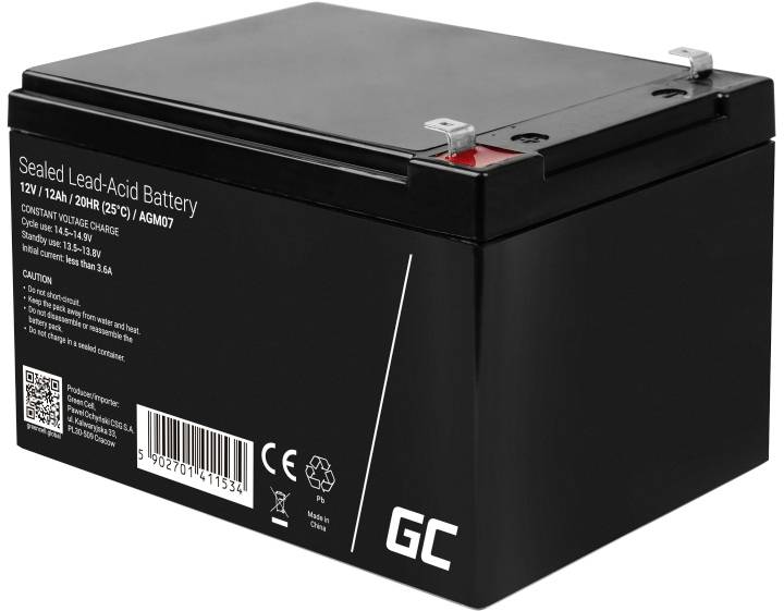 Akumulator ołowiowy Green Cell Green Cell - USV-Akku - 1 x Batterie - Sealed Lead Acid (SLA) AGM04, AGM, 12 V, 7 Ah - obrazek 1