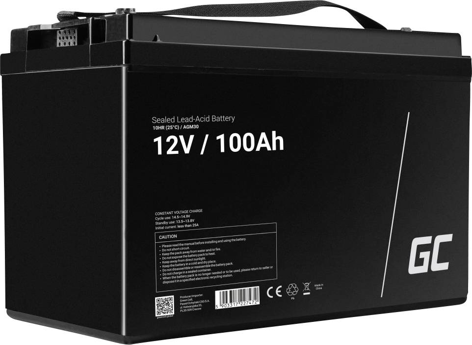 Akumulator ołowiowy Green Cell AGM30, AGM, 12 V, 100 Ah - obrazek 1