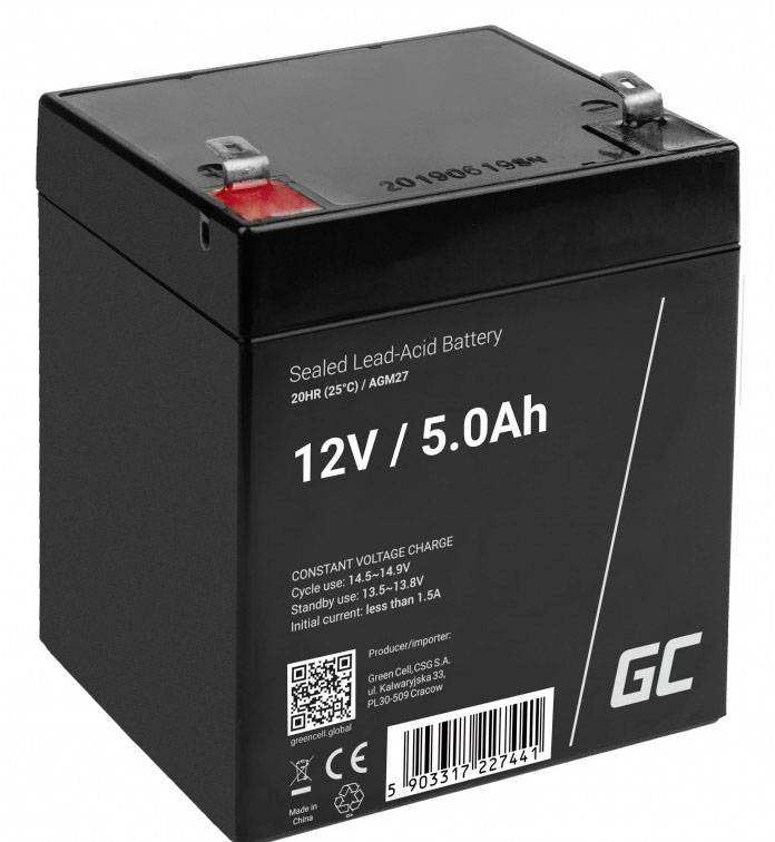 Akumulator ołowiowy Green Cell Green Cell - USV-Akku - 1 x Batterie - Sealed Lead Acid (SLA) AGM27, AGM, 12 V, 5 Ah - obrazek 1