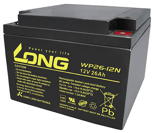 Akumulator ołowiowy Long WP26-12N-M WP26-12N-M, AGM, 12 V, 26 Ah - obrazek 1