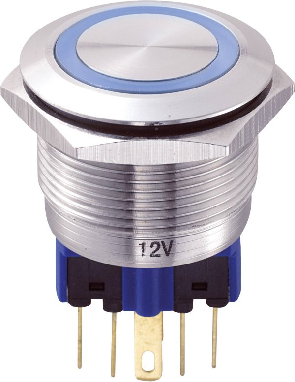 Przycisk wandaloodporny chwilowy TRU COMPONENTS GQ22-11E/B/12V, 1 x wł/(wł), IP65, 1 szt.