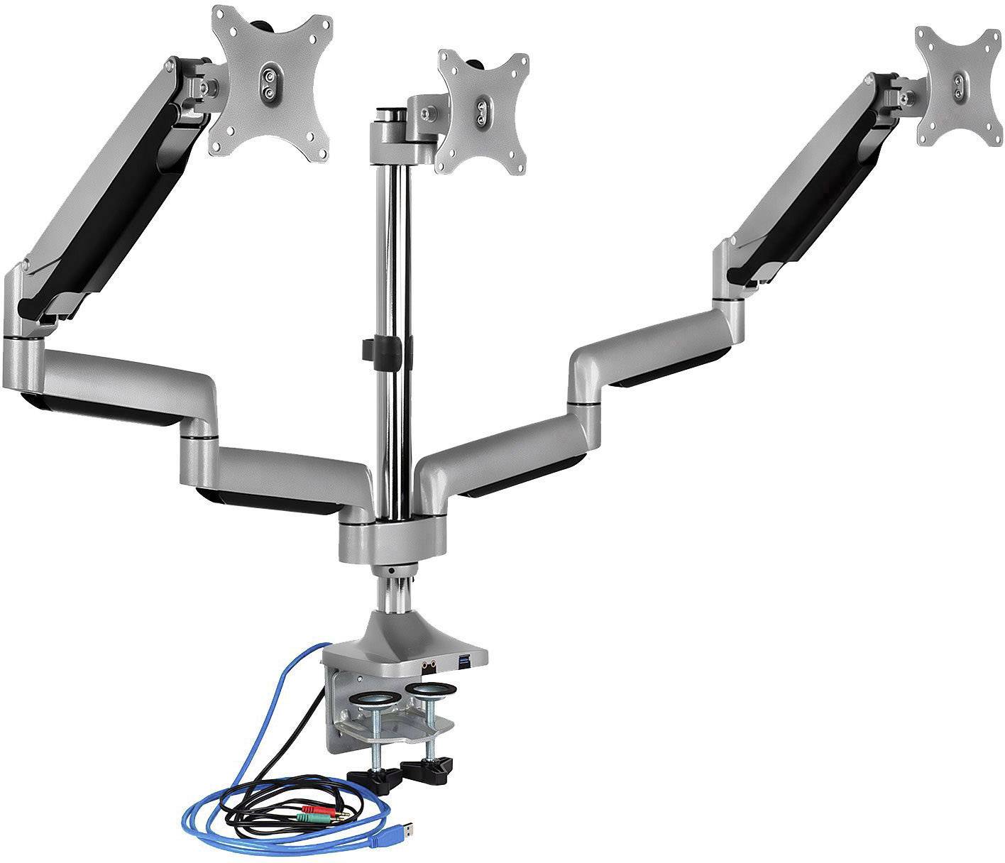 ICY BOX Uchwyt do monitora, stołowy IB-MS505-TI, Monitorständer mit Tischhalterung f. 3 Monitore bis zu 32’’ (81 cm) 3 W - obrazek 1