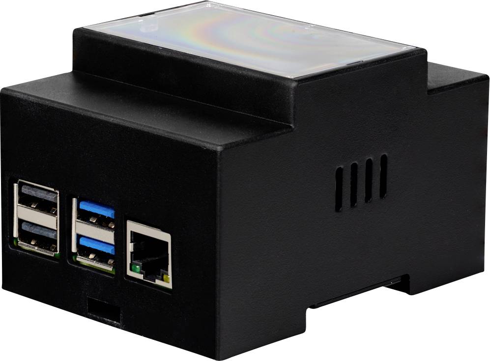 Uchwyt szyny DIN Joy-it Raspberry Pi® 4 tworzywo sztuczne czarny - obrazek 1