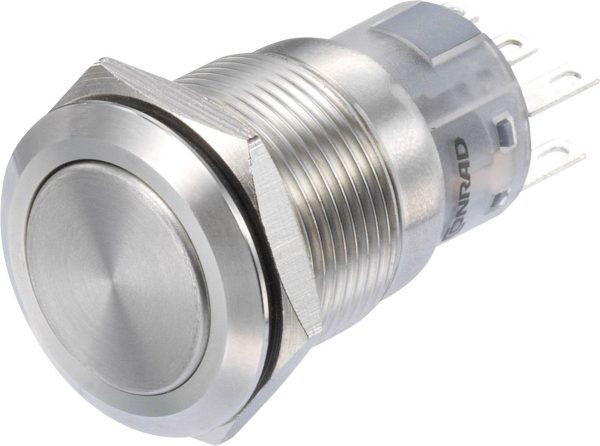 TRU COMPONENTS LAS1-AGQ-22Z/S Przełącznik wciskany 250 V/AC 3 A 2 x wł/wł zatrzask IP65 1 szt.