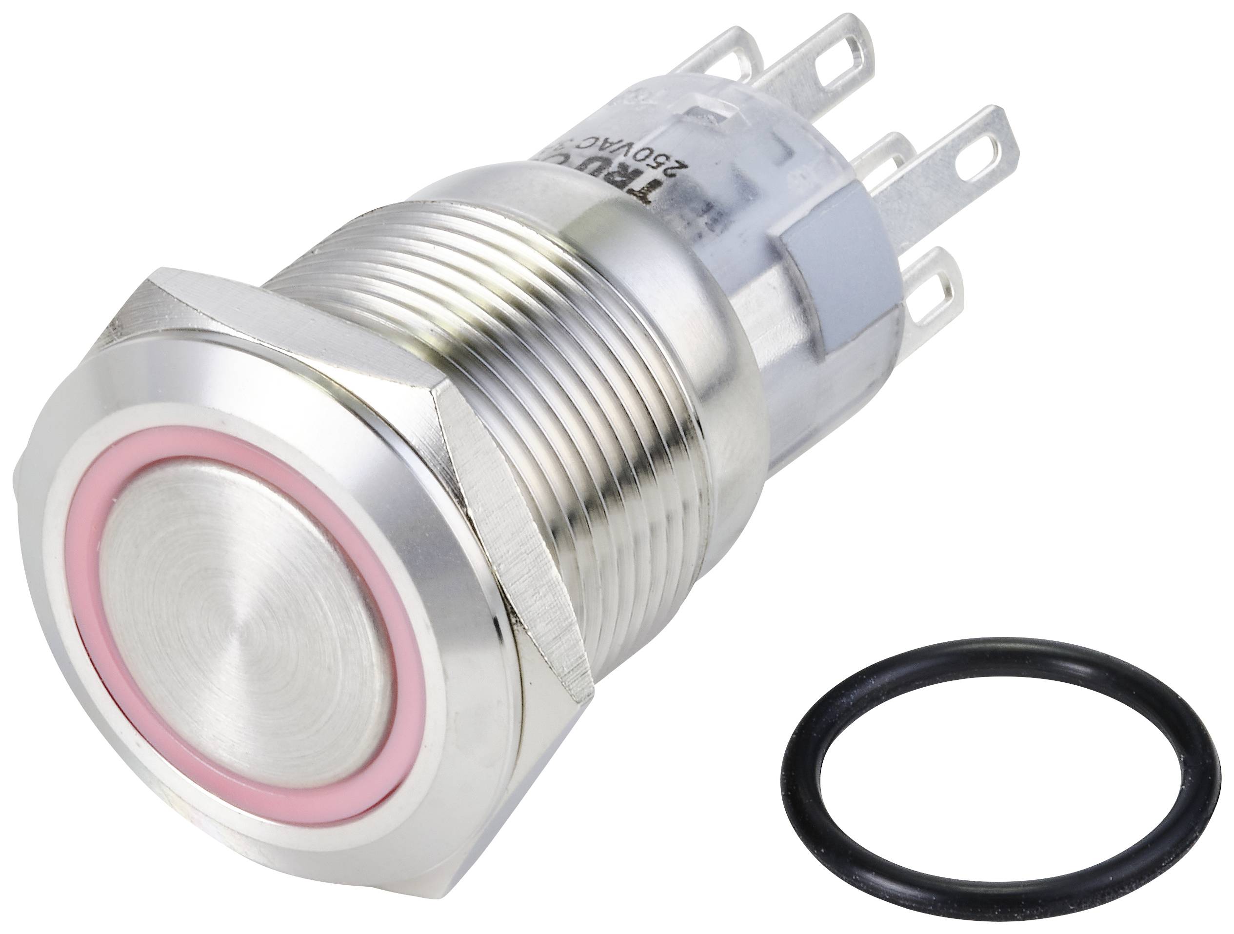 TRU COMPONENTS TC-10090960 Przycisk wandaloodporny LAS1-AGQ-22E/R/24V/S, 20 mm, 250 V/AC, 3 A, 1 szt. - obrazek 1