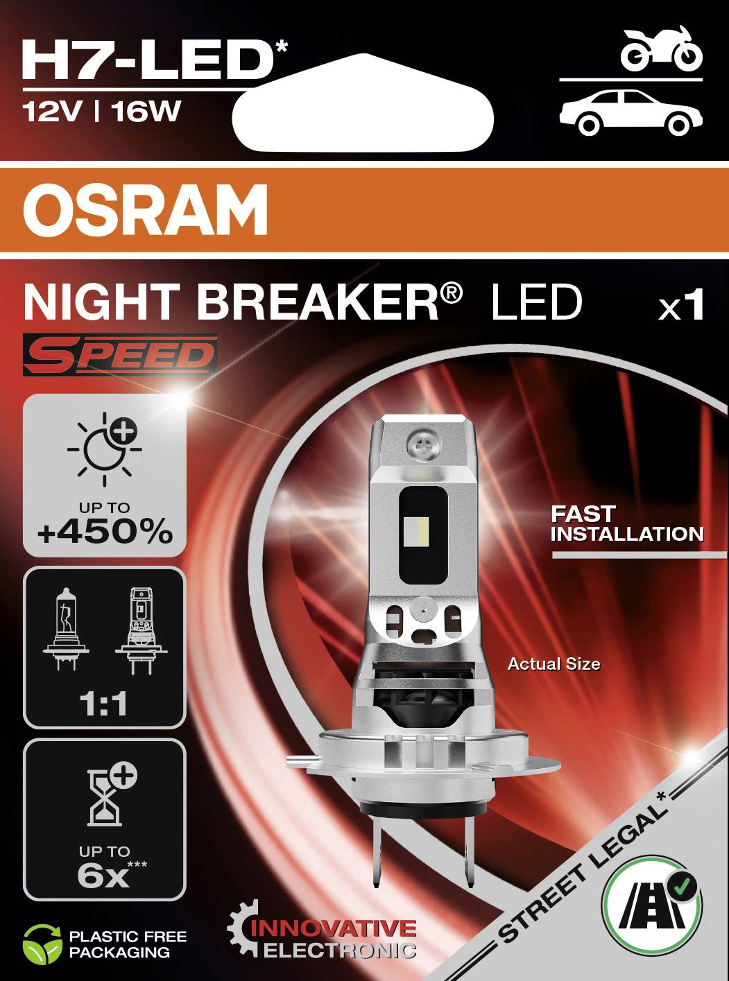 OSRAM 64210DWNBSP-1HB Żarówka LED NIGHT BREAKER® LED SPEED H7 16 W 12 V - obrazek 1