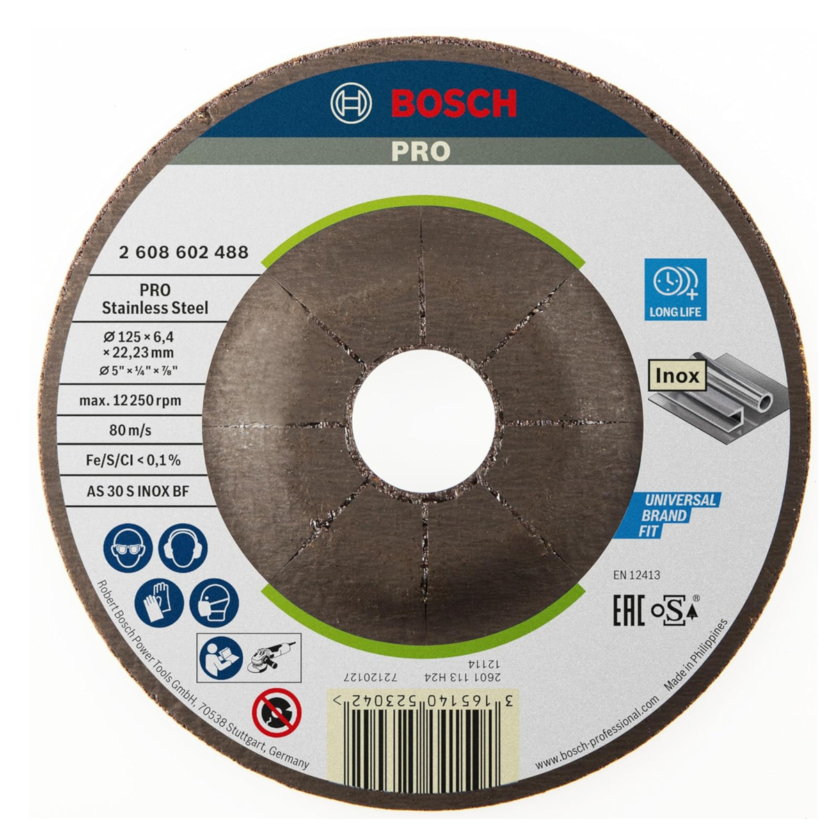 Tarcza do szlifowania INOX 125×6,4×22,23mm Bosch 2608602488