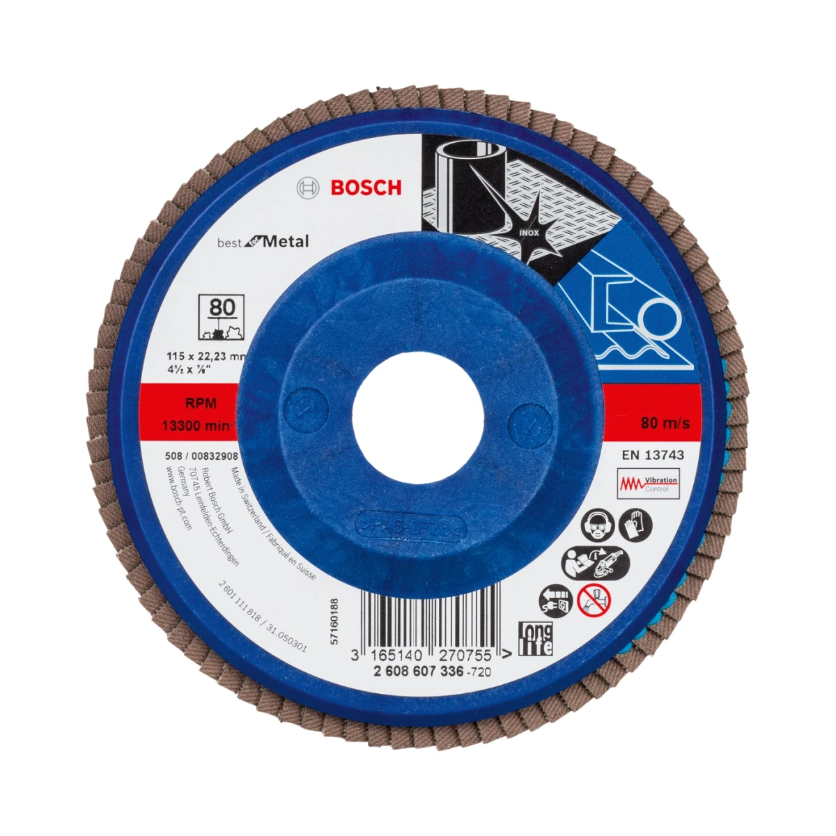 Tarcza listkowa do metalu X571 115x22,23 P80 Bosch 2608607336 - obrazek 1
