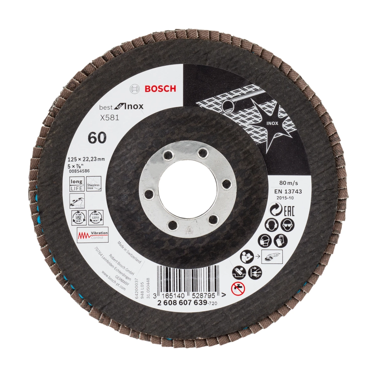 Tarcza listkowa do stali nierdzewnej X581 125×22,23 P60 Bosch 2608607639