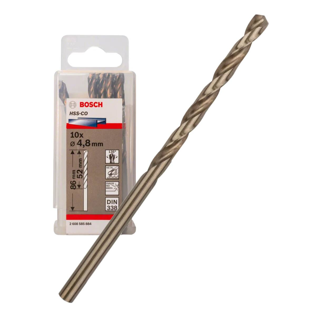 Wiertło do metalu HSS-Co 4,80x52x86mm Bosch 2608585884 10 szt. - obrazek 1