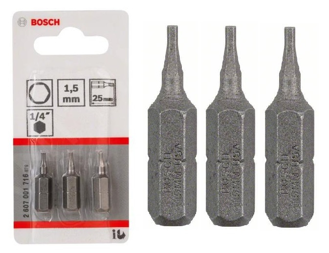 Zestaw 3 szat. bitów nieudarowych HEX1,5 Bosch 2607001716 - obrazek 1