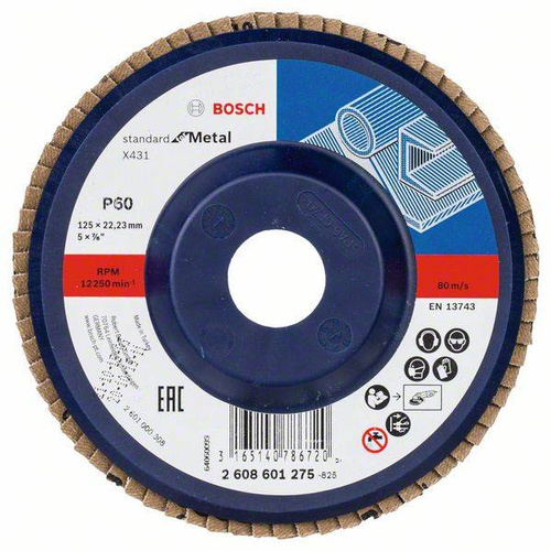 Listkowa tarcza szlifierska Standard for Metal 125x22,23x60 Bosch 2608601275 - obrazek 1