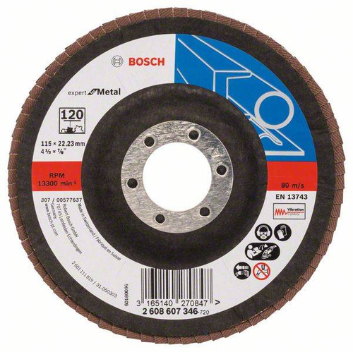 Listkowa tarcza szlifierska X551, Expert for Metal 115x22,23x120 Bosch 2608607346 - obrazek 1
