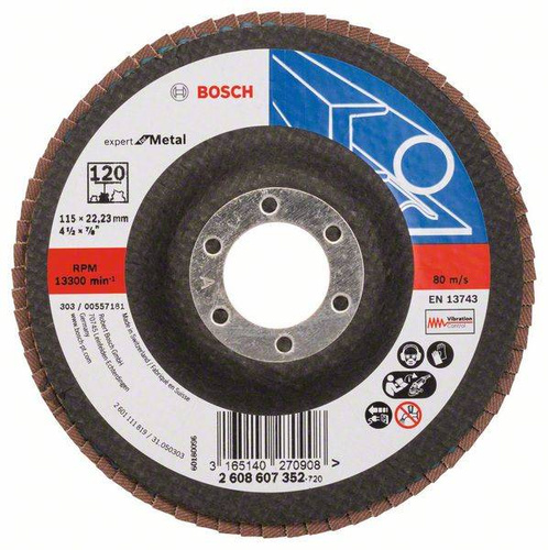 Listkowa tarcza szlifierska X551, Expert for Metal 115x22,23x120 Bosch 2608607352 - obrazek 1