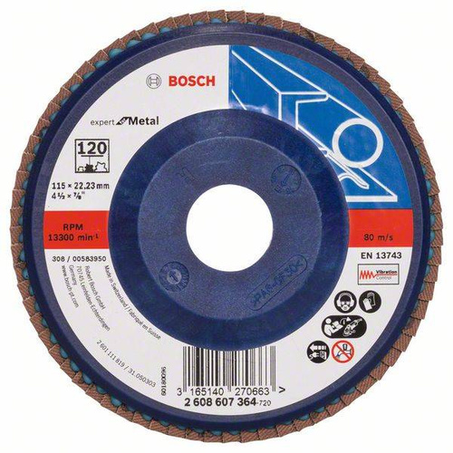 Listkowa tarcza szlifierska X551, Expert for Metal 115x22,23x120 Bosch 2608607364 - obrazek 1