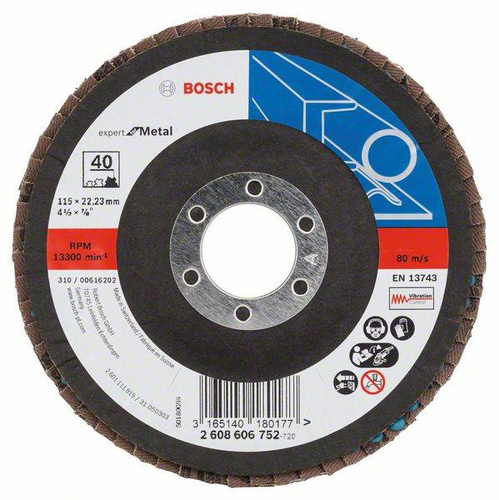 Listkowa tarcza szlifierska X551, Expert for Metal 115x22,23x40 Bosch 2608606752 - obrazek 1