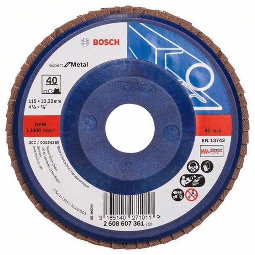 Listkowa tarcza szlifierska X551, Expert for Metal 115x22,23x40 Bosch 2608607361 - obrazek 1