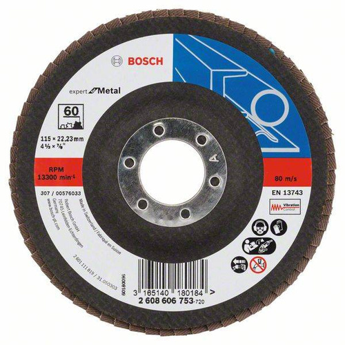 Listkowa tarcza szlifierska X551, Expert for Metal 115x22,23x60 Bosch 2608606753 - obrazek 1