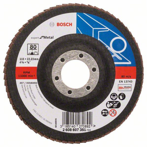 Listkowa tarcza szlifierska X551, Expert for Metal 115x22,23x80 Bosch 2608607351 - obrazek 1