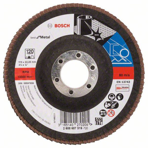 Listkowa tarcza szlifierska X571, Best for Metal 115x22,23x120 Bosch 2608607319 - obrazek 1