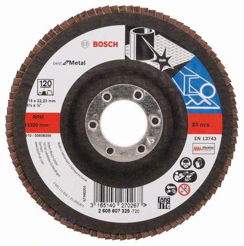 Listkowa tarcza szlifierska X571, Best for Metal 115x22,23x120 Bosch 2608607325 - obrazek 1
