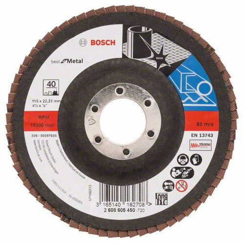 Listkowa tarcza szlifierska X571, Best for Metal 115x22,23x40 Bosch 2608605450 - obrazek 1