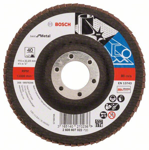 Listkowa tarcza szlifierska X571, Best for Metal 115x22,23x40 Bosch 2608607322 - obrazek 1
