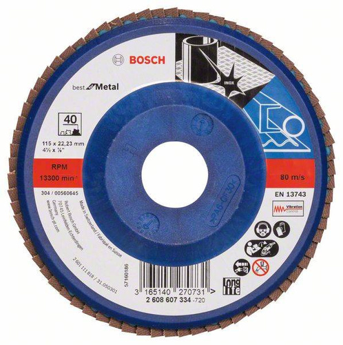 Listkowa tarcza szlifierska X571, Best for Metal 115x22,23x40 Bosch 2608607334 - obrazek 1