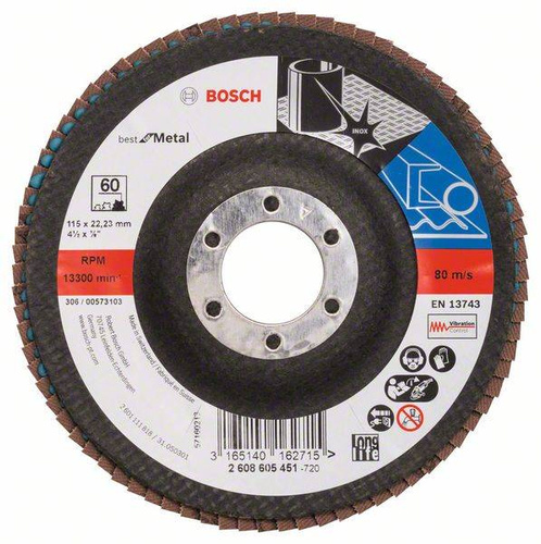 Listkowa tarcza szlifierska X571, Best for Metal 115x22,23x60 Bosch 2608605451 - obrazek 1