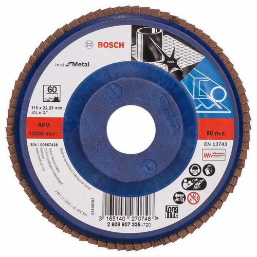 Listkowa tarcza szlifierska X571, Best for Metal 115x22,23x60 Bosch 2608607335 - obrazek 1