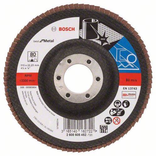 Listkowa tarcza szlifierska X571, Best for Metal 115x22,23x80 Bosch 2608605452 - obrazek 1