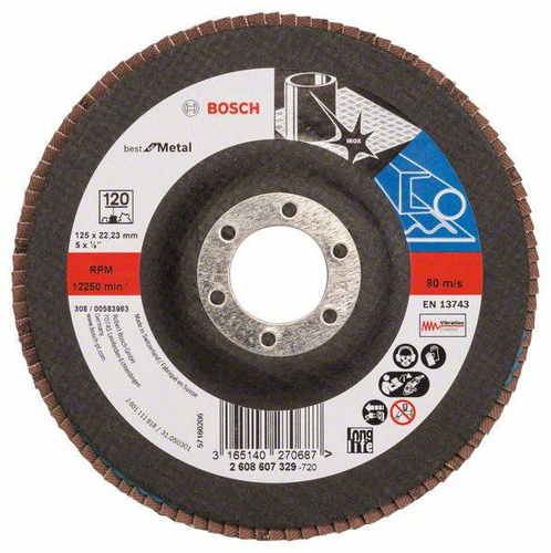 Listkowa tarcza szlifierska X571, Best for Metal 125x22,23x120 Bosch 2608607329 - obrazek 1