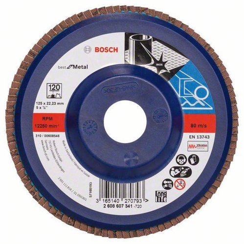 Listkowa tarcza szlifierska X571, Best for Metal 125x22,23x120 Bosch 2608607341 - obrazek 1