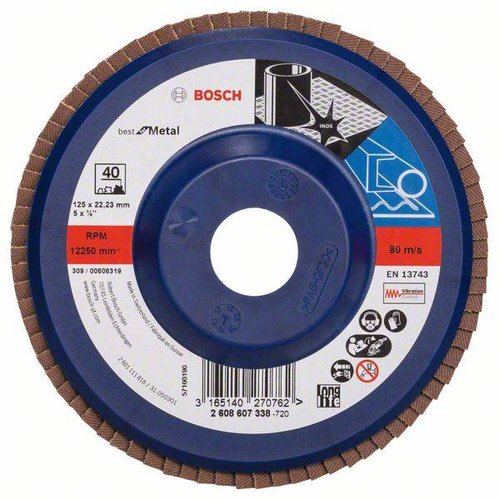 Listkowa tarcza szlifierska X571, Best for Metal 125x22,23x40 Bosch 2608607338 - obrazek 1