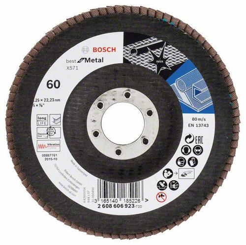 Listkowa tarcza szlifierska X571, Best for Metal 125×22,23×60 Bosch 2608606923