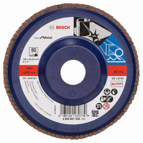 Listkowa tarcza szlifierska X571, Best for Metal 125x22,23x60 Bosch 2608607339 - obrazek 1