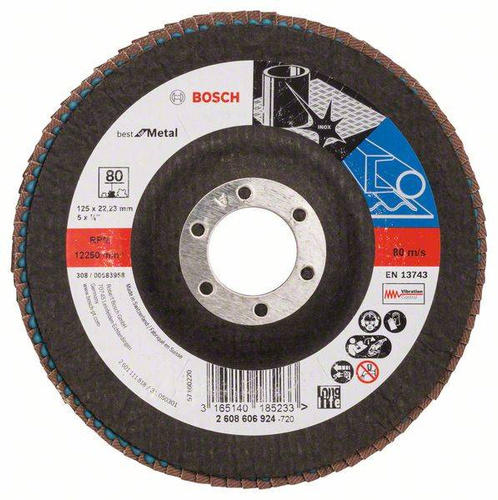 Listkowa tarcza szlifierska X571, Best for Metal 125×22,23×80 Bosch 2608606924