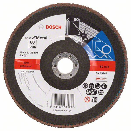 Listkowa tarcza szlifierska X571, Best for Metal 180x22,23x60 Bosch 2608606738 - obrazek 1