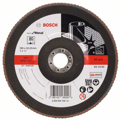 Listkowa tarcza szlifierska X571, Best for Metal 180x22,23x80 Bosch 2608606739 - obrazek 1