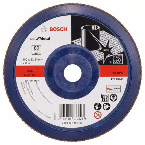 Listkowa tarcza szlifierska X571, Best for Metal 180x22,23x80 Bosch 2608607344 - obrazek 1