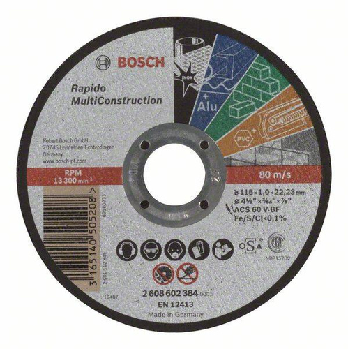 Tarcza tnąca prosta Rapido Multi Construction ACS 60 V BF 115x22,23 Bosch 2608602384 - obrazek 1