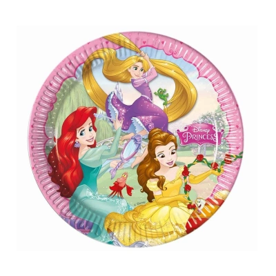 Procos 93431 Talerz imprezowy Princess Dreaming, rozmiar 23 cm, 8 sztuk, jednorazowe talerze z papieru, urodziny dziecka, naczynia na imprezę, FSC