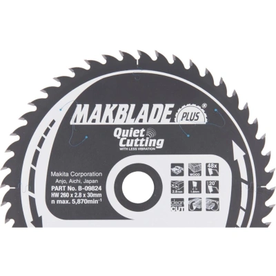 Tarcza pilarska Makita, MAKBLADE PLUS 260 x 30 mm - 48 zbów - obrazek 1