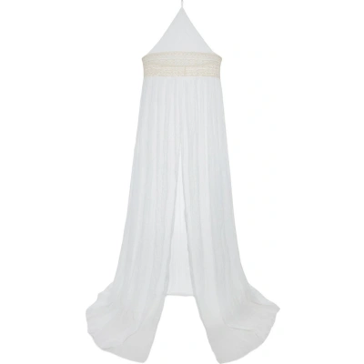 Jollein baldachim Vintage Boho Lace Ivory wysokość 245 cm z wkładką koronkową do łóżeczka dziecięcego kolor kości słoniowej, kremowo biały