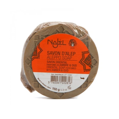 Najel, Aleppo, mydło do zawieszenia, z bursztynem i oudem, 150 g Najel, Aleppo, mydło do zawieszenia, z bursztynem i oudem, 150 g
